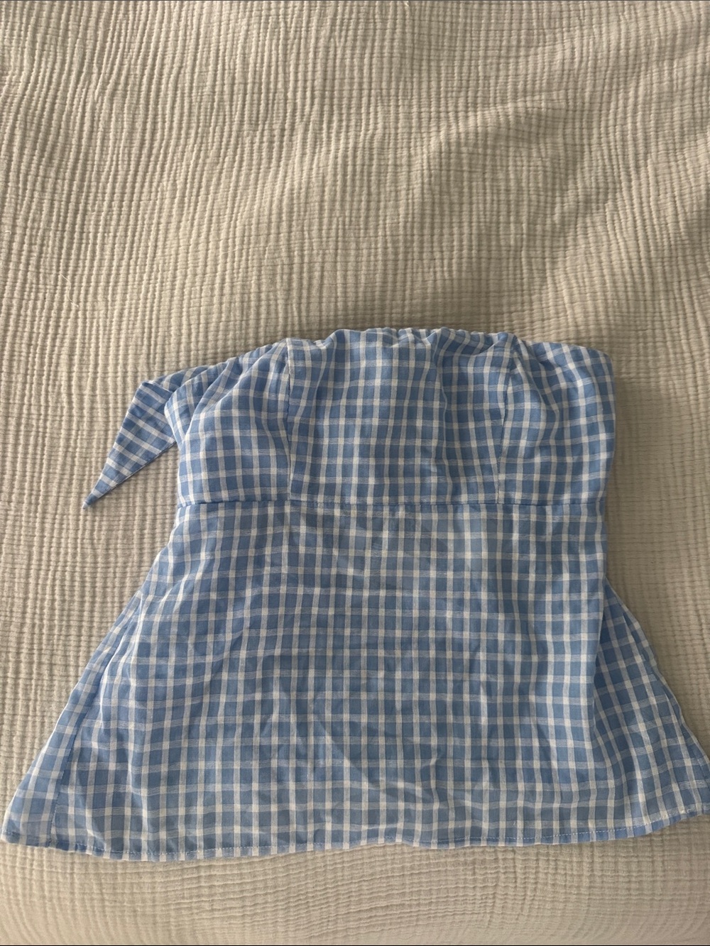 Socialite Blue and White Gingham Strapless Top size small NWT